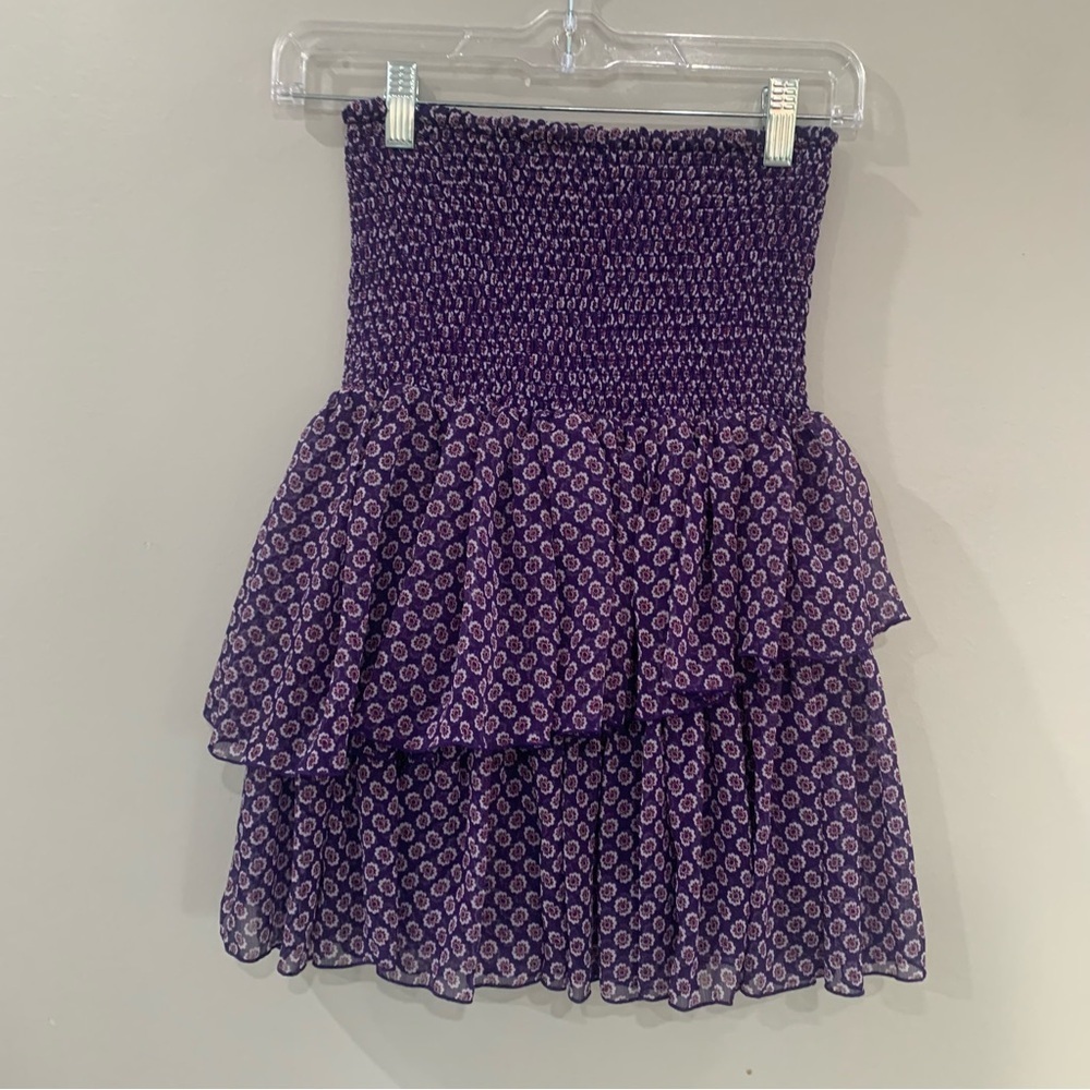 ✅ Maje Skirt Joumi Mini Ruffle Tiered in Purple Floral - Picture 2 of 5
